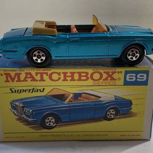 Nrmt Matchbox Lesney Superfast #69 Rolls Royce Shadow Car Metallic Blue Orig Box